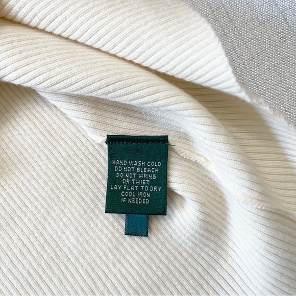 Lauren Ralph Lauren Ivory Knit Ruffle Neck Size PL - Picture 5 of 8